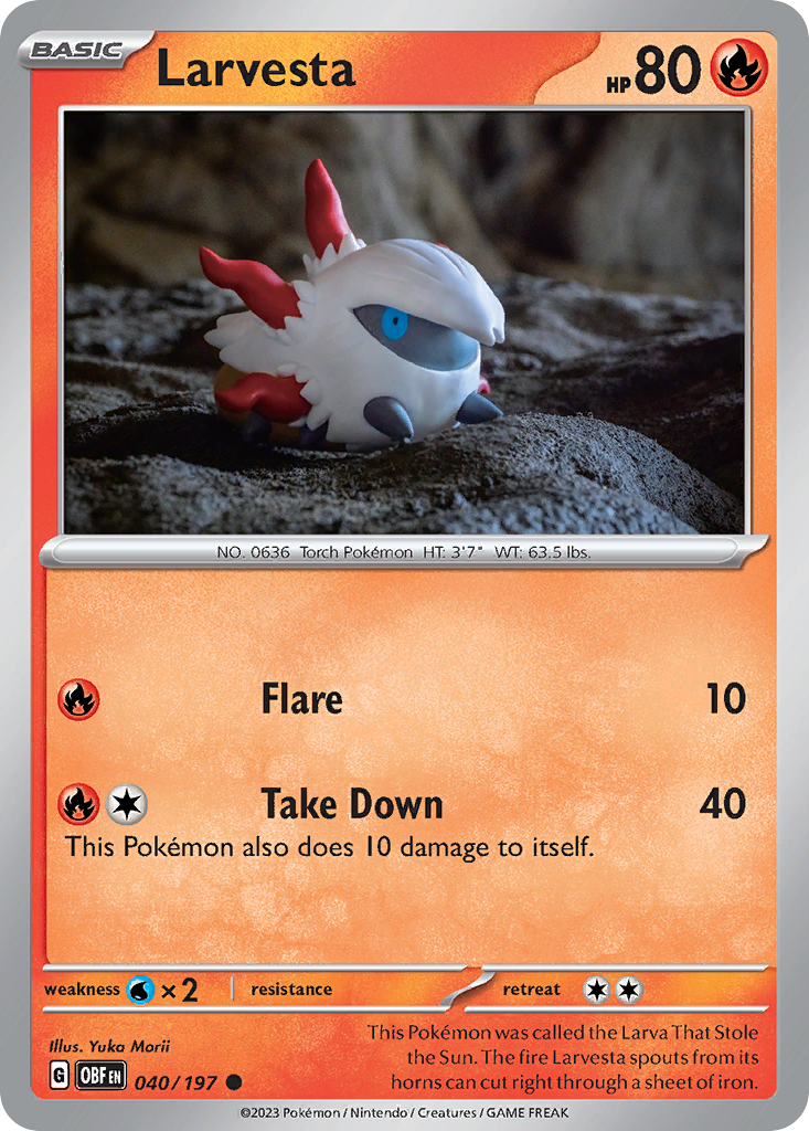 Larvesta (40/197) - Obsidian Flames Pokémon Card