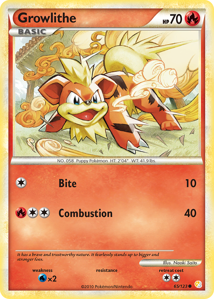 Growlithe (65/123) - HeartGold & SoulSilver Pokémon Card