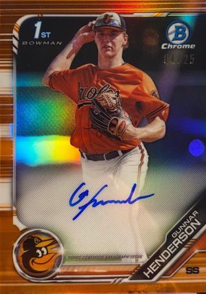 Gunnar Henderson 2019 Bowman Draft - Chrome Draft Pick Autographs #CDA-GH (Orange /25)