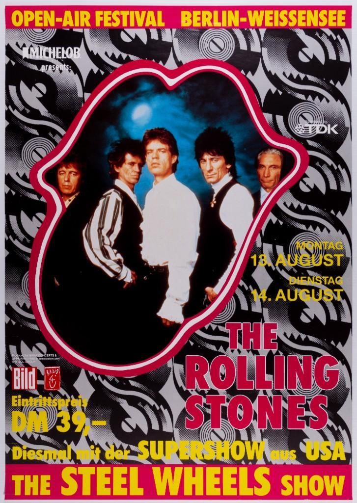 Rolling Stones Radrennbahn Weissensee 1990 Concert Poster
