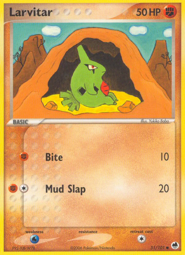 Larvitar (51/101) - Dragon Frontiers Pokémon Card