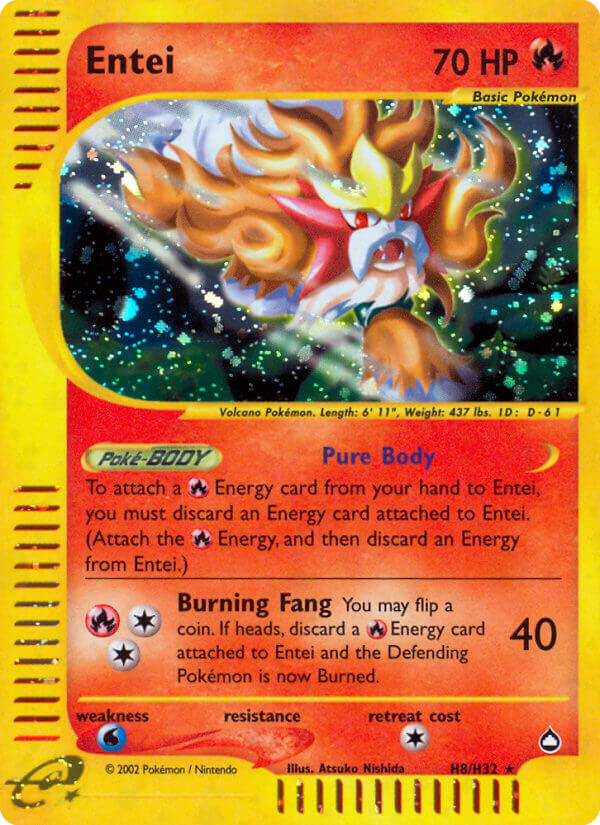 Entei (H8) - Aquapolis Pokémon Card