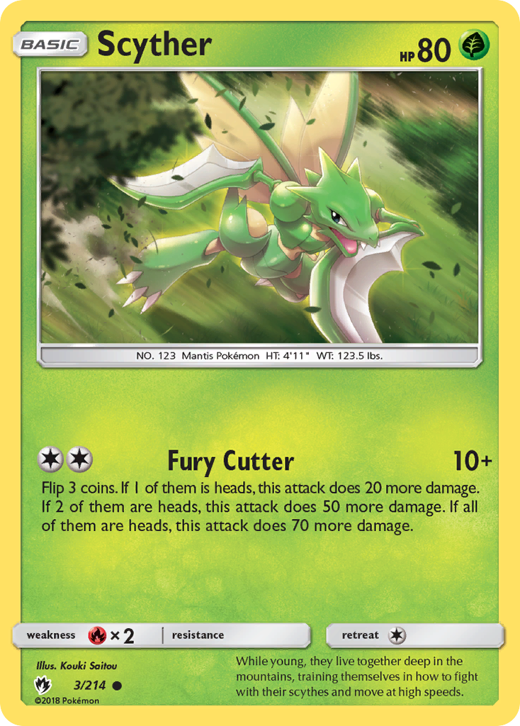 Scyther (3/214) - Lost Thunder Pokémon Card