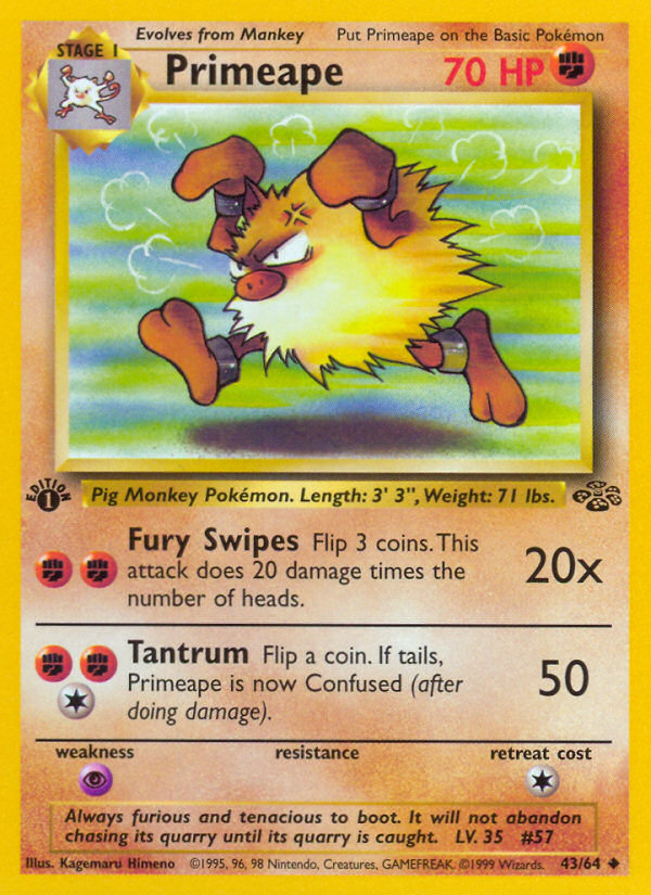 Primeape (43/64) - Jungle (1st Edition) Pokémon Card