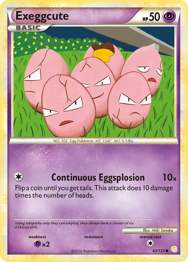 Exeggcute (63/123) - HeartGold & SoulSilver Pokémon Card