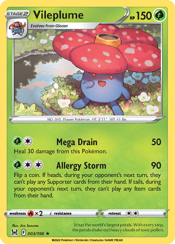 Vileplume (3/196) - Lost Origin Pokémon Card