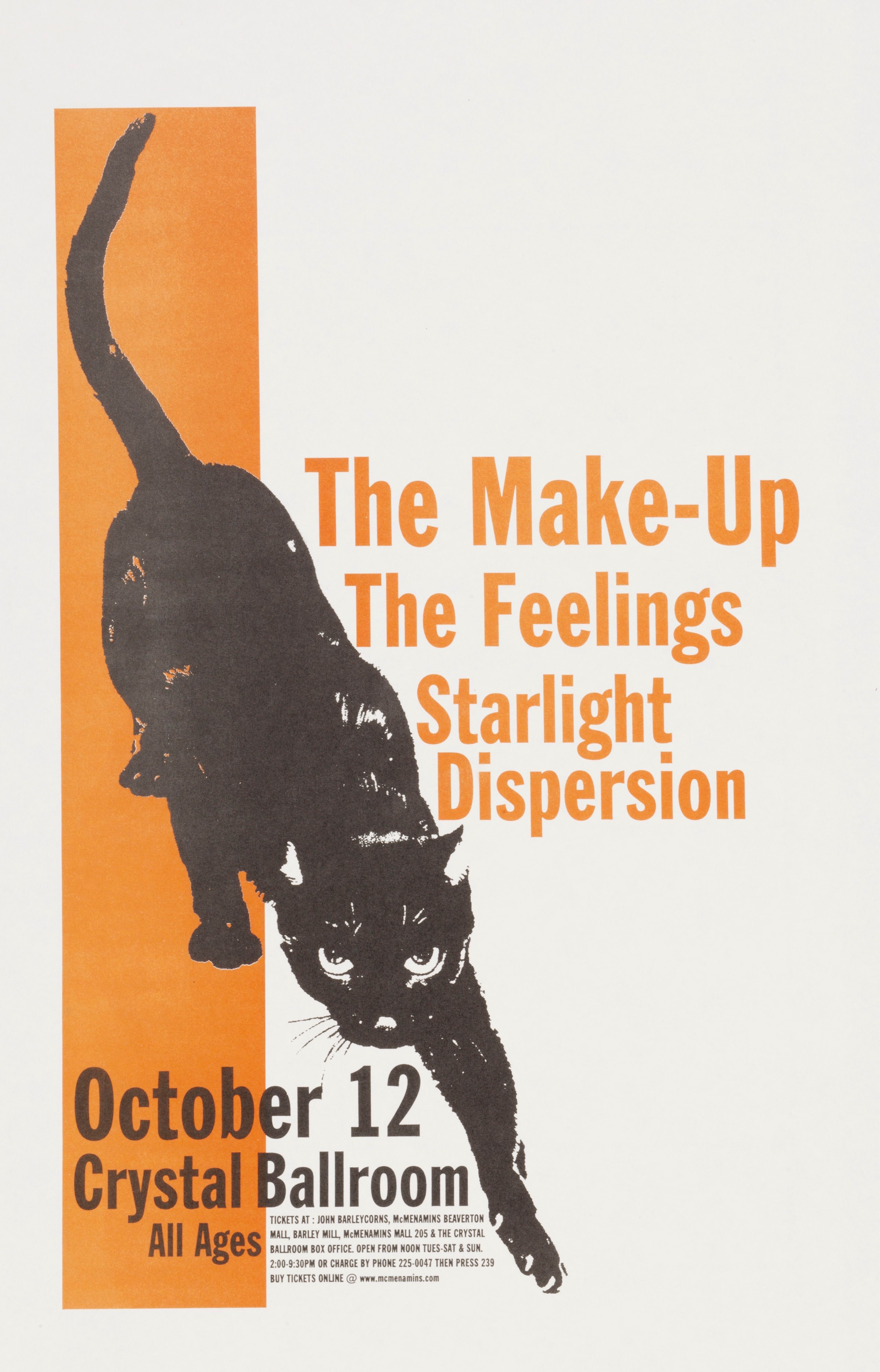 MXP-86.1 Make Up 1999 Crystal Ballroom  Oct 12 Concert Poster