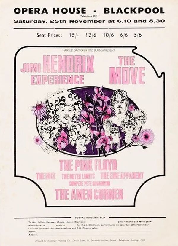 Jimi Hendrix & Pink Floyd Blackpool Opera House Handbill 1967