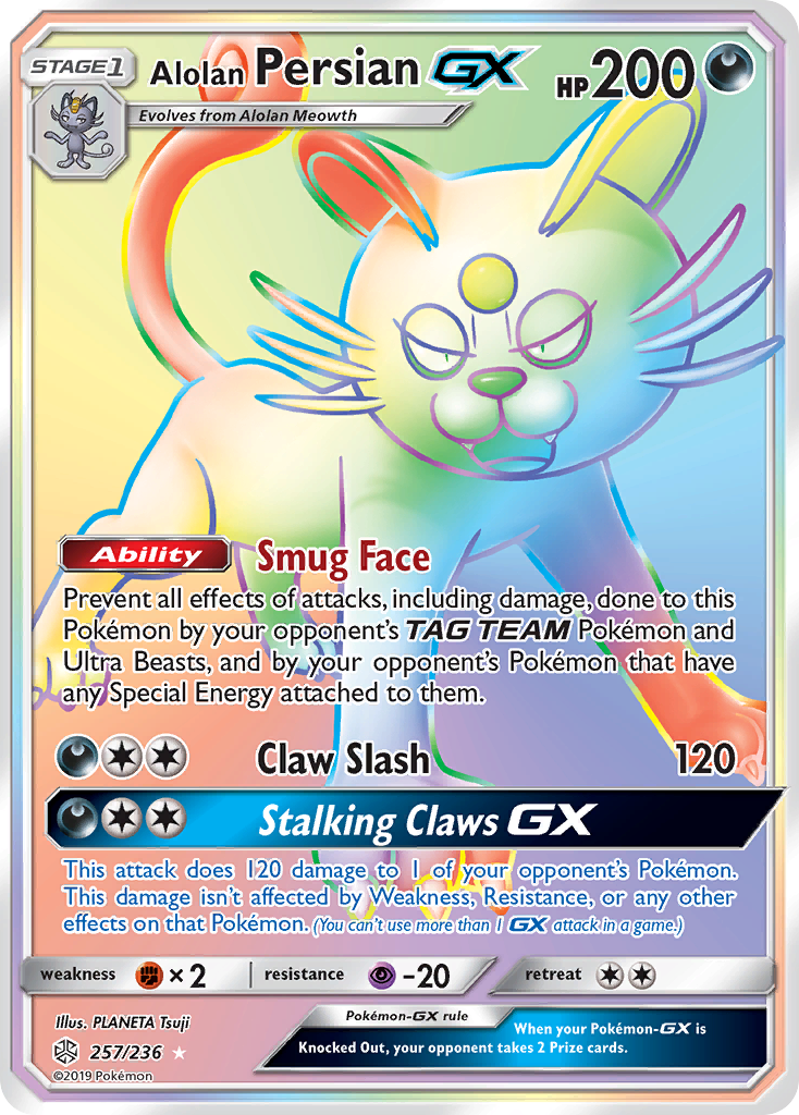 Alolan Persian GX (257/236) - Cosmic Eclipse Pokémon Card