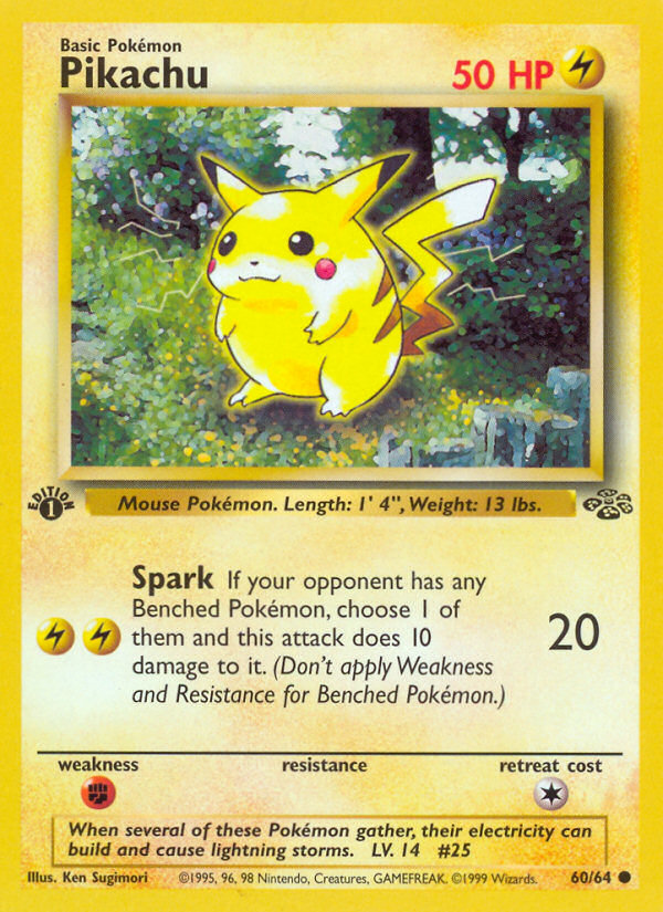 Pikachu (60/64) - Jungle (1st Edition) Pokémon Card