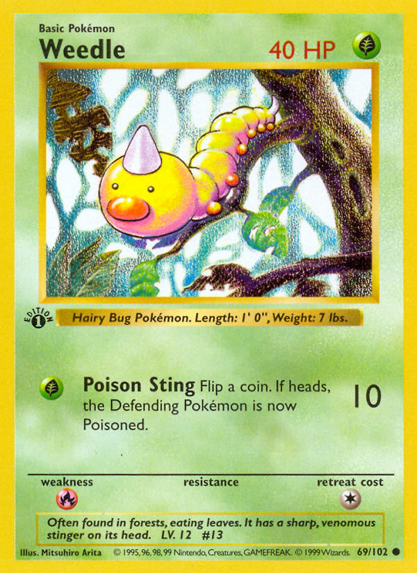 Weedle (69/102) - Base (1st Edition) Pokémon Card