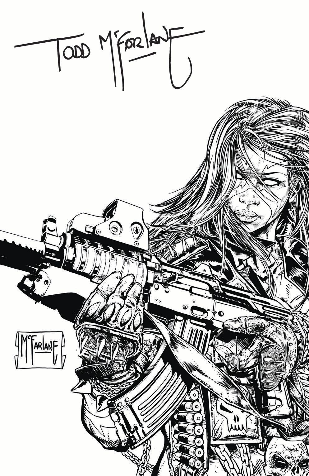 She-Spawn #1 (Cvr J Inc 1:250 Todd Mcfarlane B&W Signed Variant) Comic