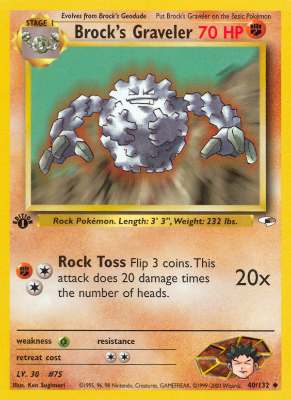 Brock's Graveler (40/132) - Gym Heroes (1st Edition) Pokémon Card