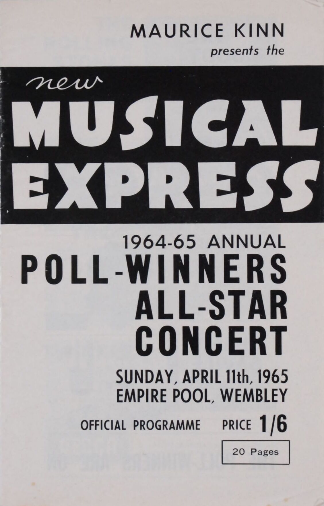 1965-NME All Stars-Wembley Empire Pool-The Rolling Stones-The Beatles Concert Poster
