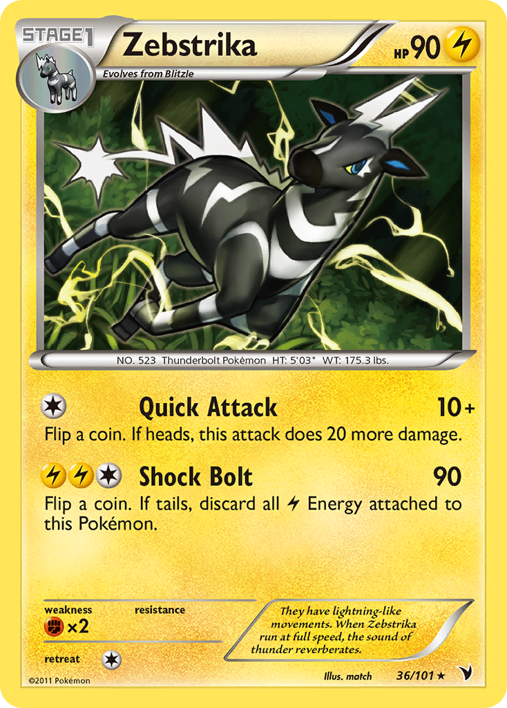 Zebstrika (36/101) - Noble Victories Pokémon Card