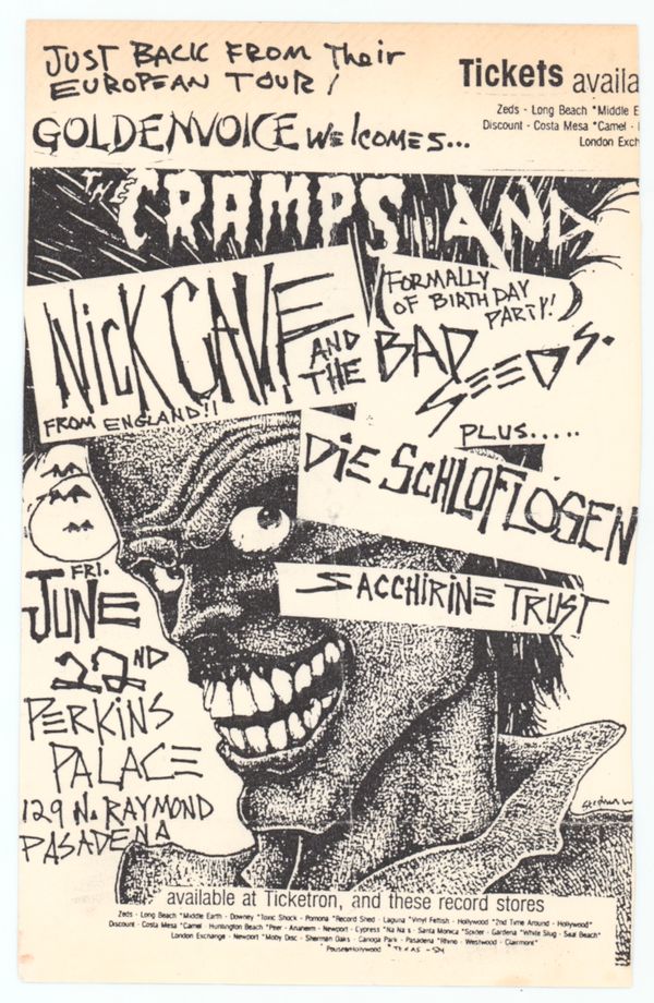 The Cramps with Nick Cave & the Bad Seeds Perkins Palace 1984 Value ...