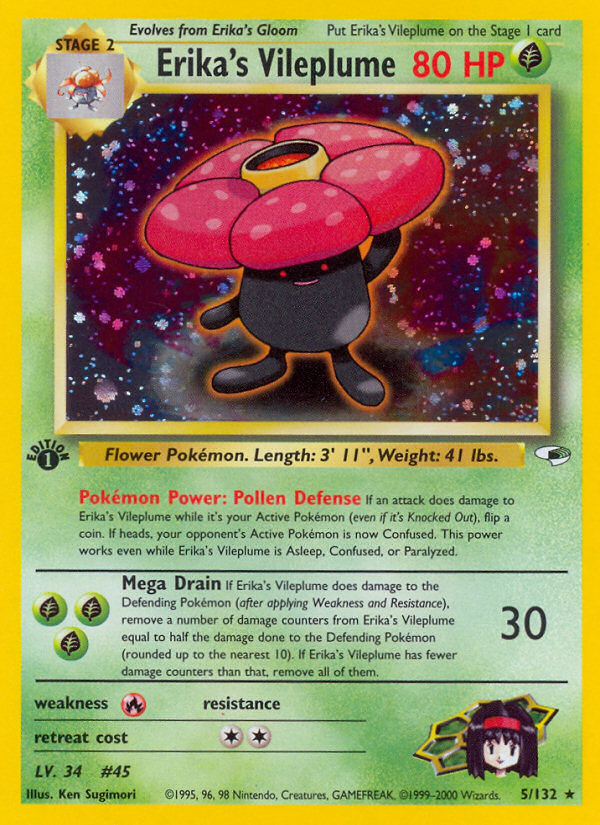 Erika's Vileplume (5/132) - Gym Heroes (1st Edition) Pokémon Card