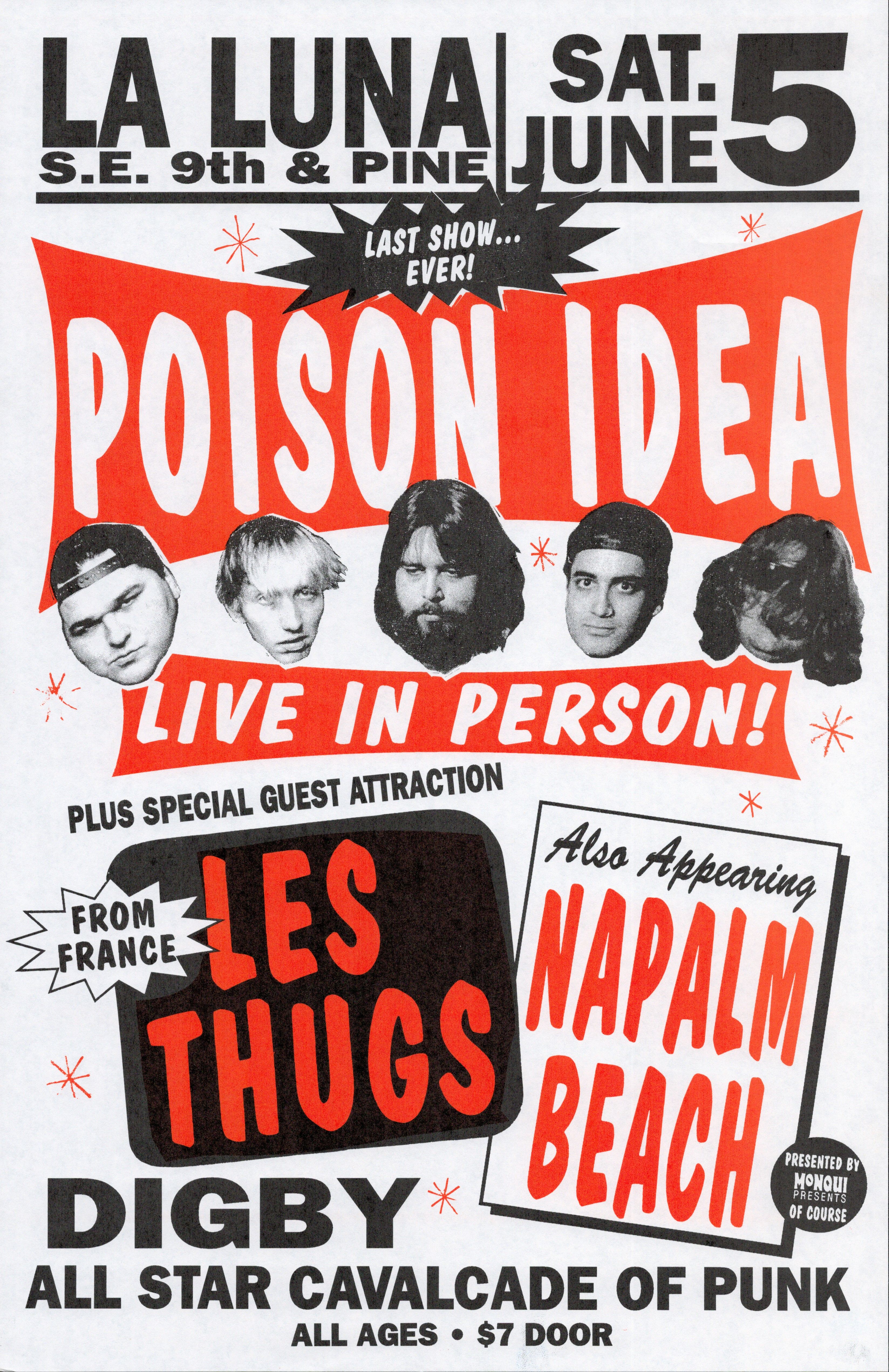 MXP-39.1 Poison Idea 1993 La Luna  Jun 5 Concert Poster