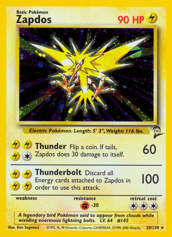 Zapdos (20/130) - Base Set 2 Pokémon Card