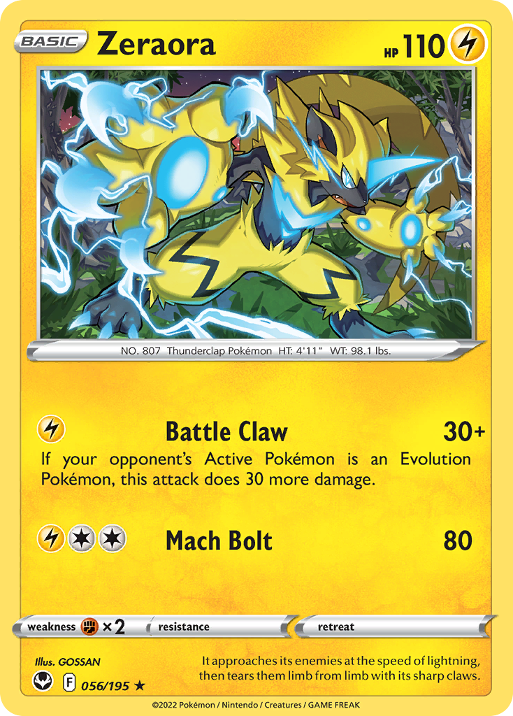 Zeraora (56/195) - Silver Tempest Pokémon Card