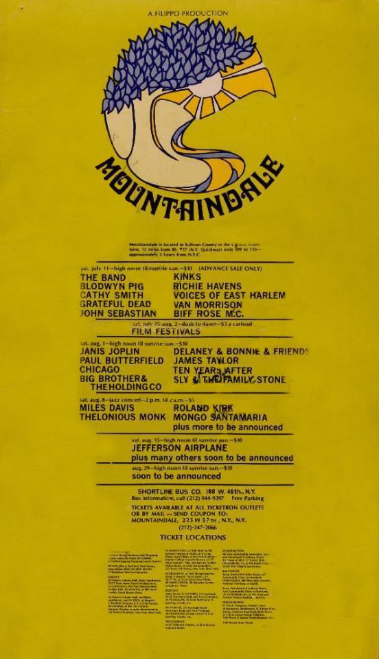 Janis Joplin & Grateful Dead Mountaindale Festival 1970 Concert Poster