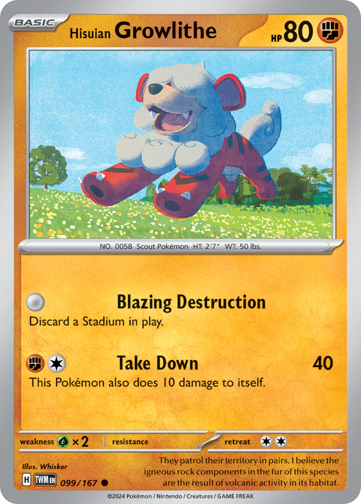 Hisuian Growlithe (99/167) - Twilight Masquerade Pokémon Card