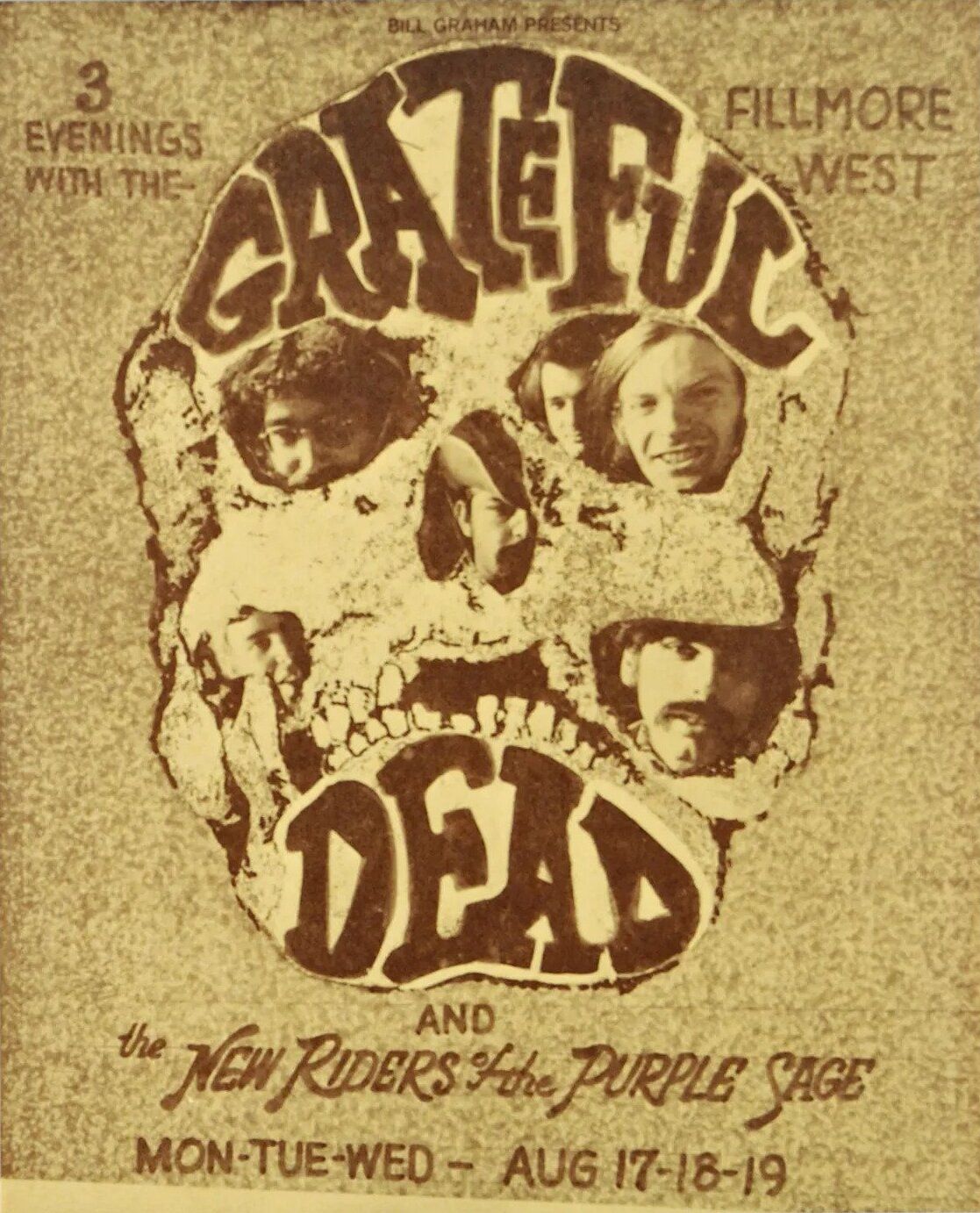 Grateful Dead Fillmore West 1970 Concert Poster