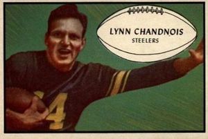 1952 Bowman Lynn Chandnois Pittsburg Steelers Football Club. hot Soft Corners