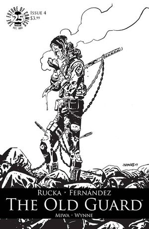 The Old Guard #4 (Spawn Month Black & White Variant)
