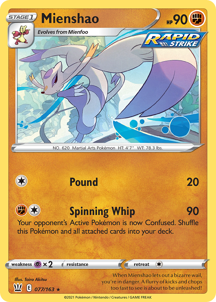 Mienshao (77/163) - Battle Styles Pokémon Card