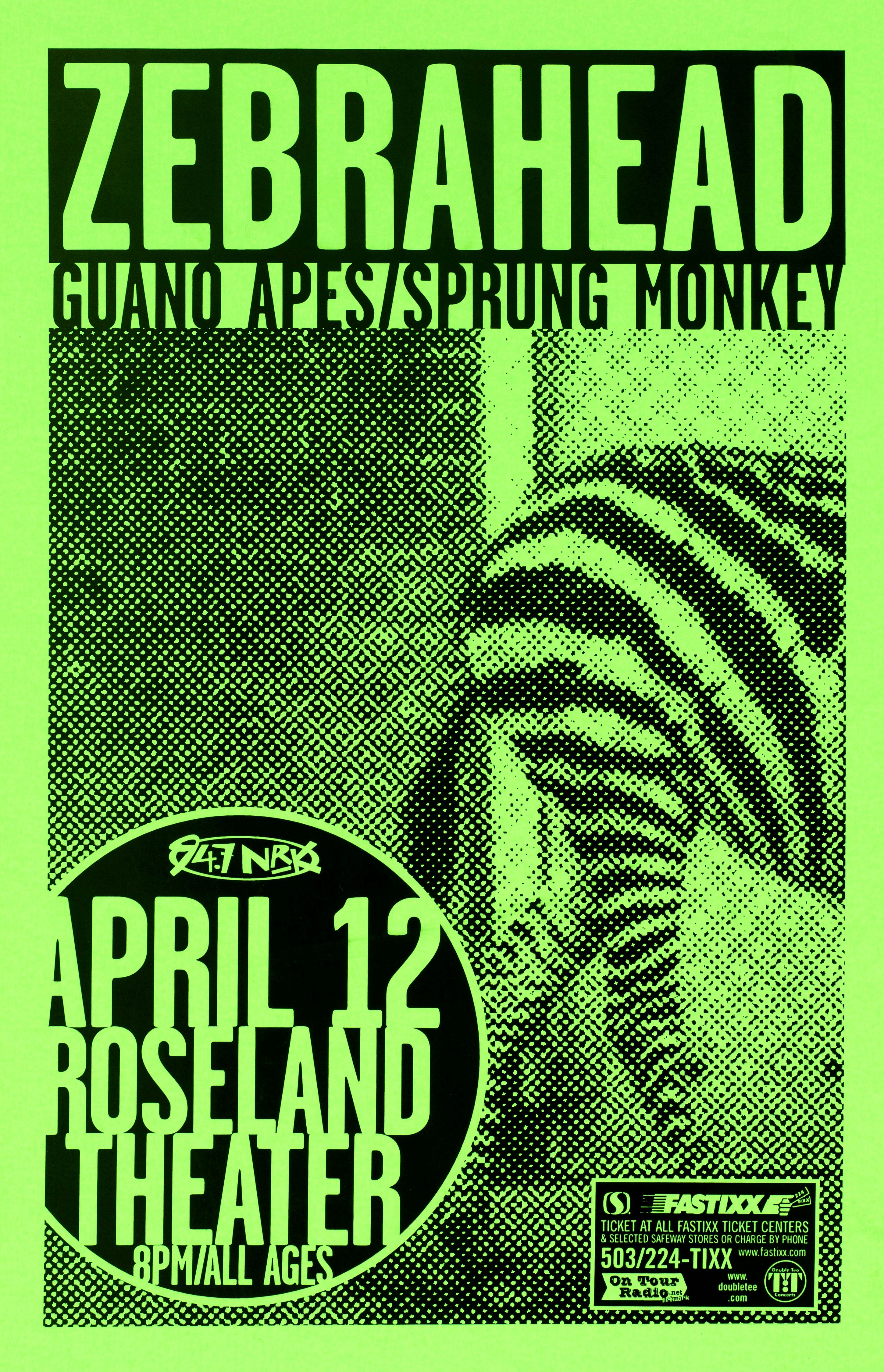 MXP-171.5 Zebrahead 2001 Roseland Theater  Apr 12 Concert Poster