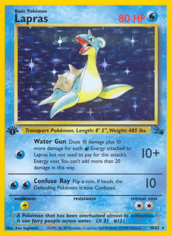 Lapras (10/62) - Fossil (1st Edition) Pokémon Card