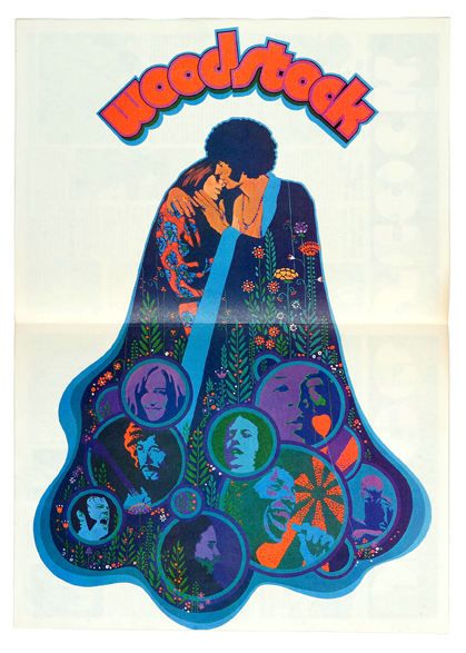 Woodstock Film Program 1970 Concert Poster