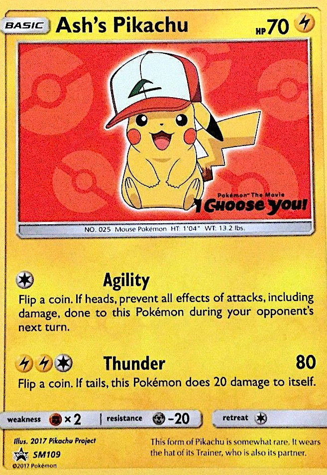 Ash's Pikachu (SM109) - SM Black Star Promos Pokémon Card