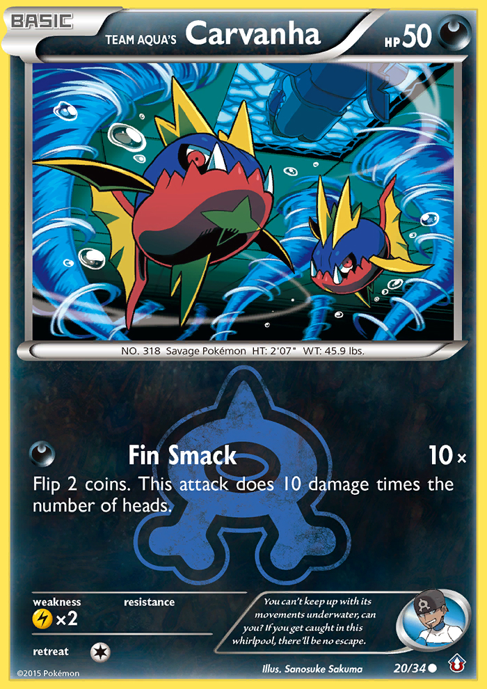 Team Aqua's Carvanha (20/34) - Double Crisis Pokémon Card