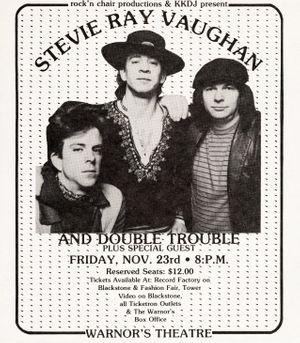 Stevie Ray Vaughan Warnor's Theatre Fresno Handbill 1984