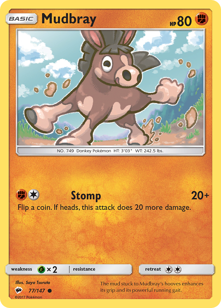 Mudbray (77/147) - Burning Shadows Pokémon Card