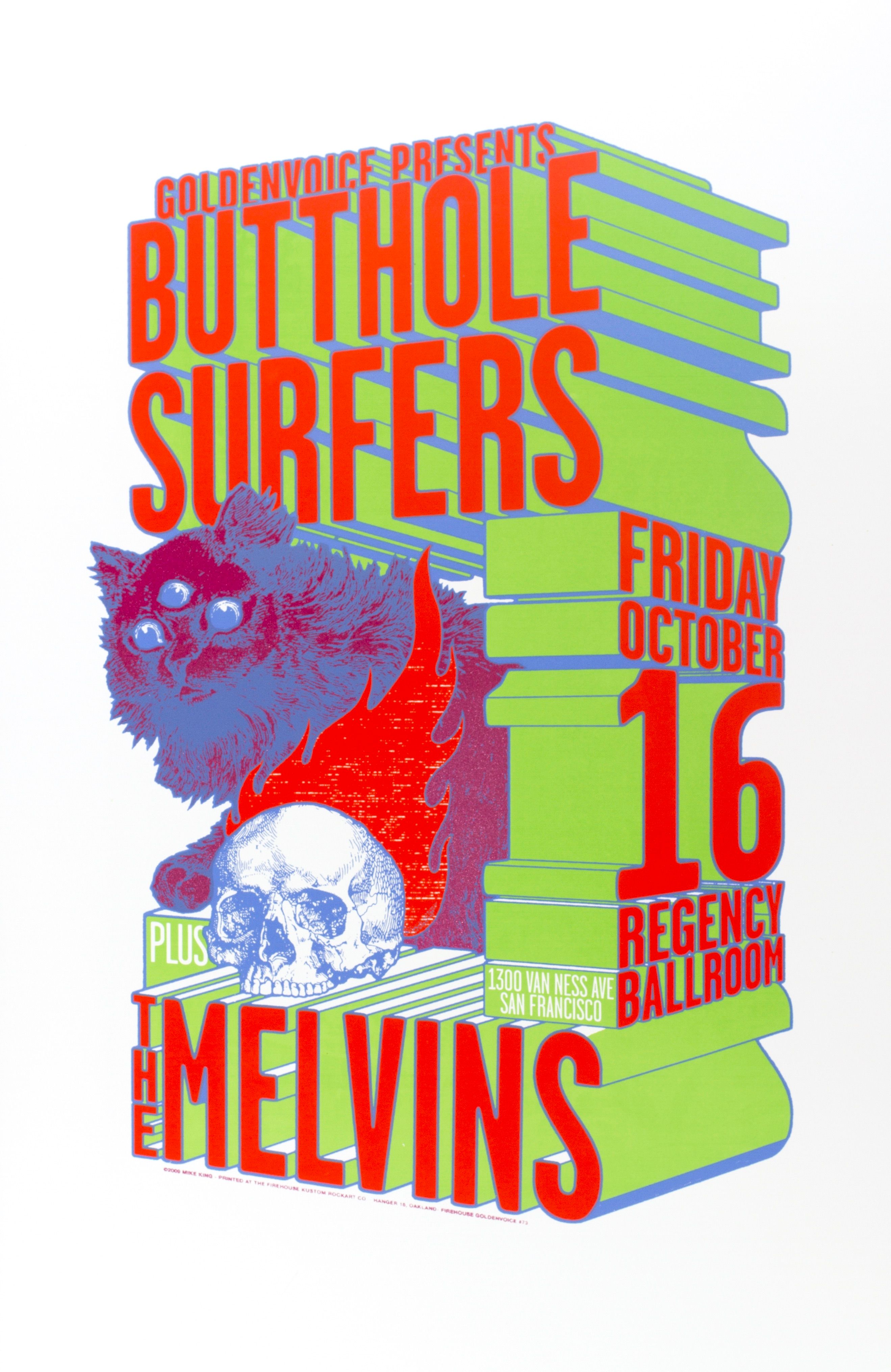 MXP-187.1 Butthole Surfers 2009 Regency Ballroom  Oct 16 Concert Poster