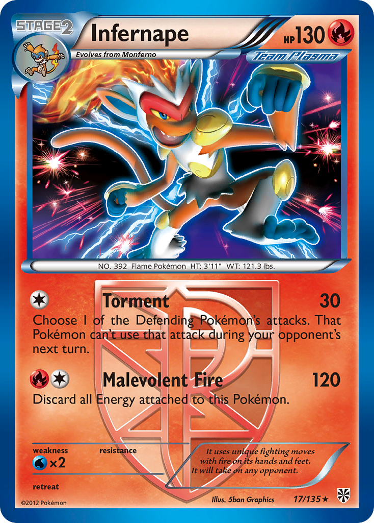 Infernape (17/135) - Plasma Storm Pokémon Card