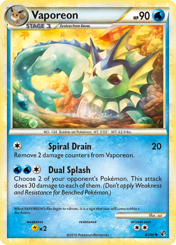 Vaporeon (41/90) - HS—Undaunted Pokémon Card