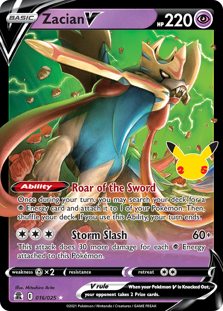 Zacian V (16/25) - Celebrations Pokémon Card