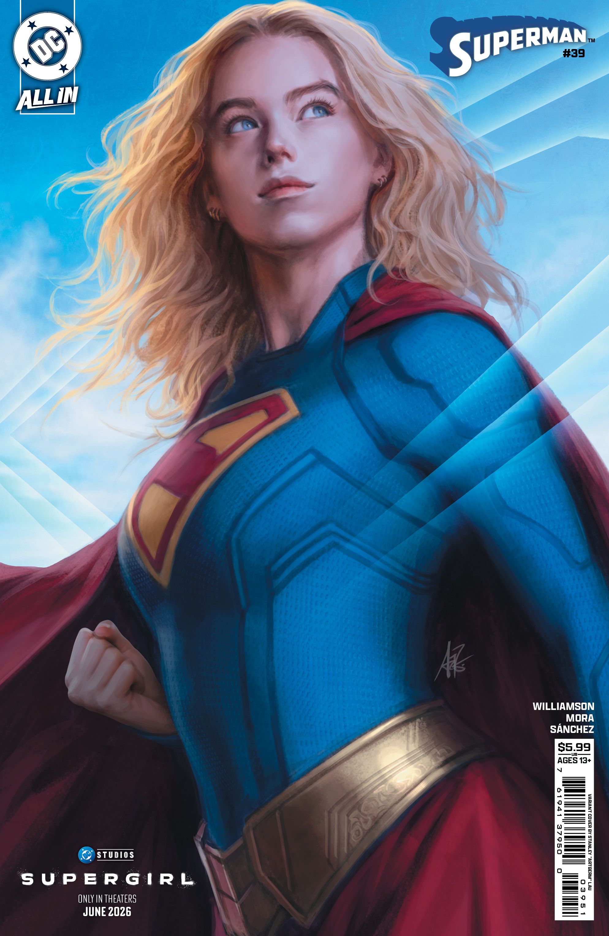 Superman #39 (Cvr E Stanley Artgerm Lau Supergirl Movie Card Stock Variant) Comic