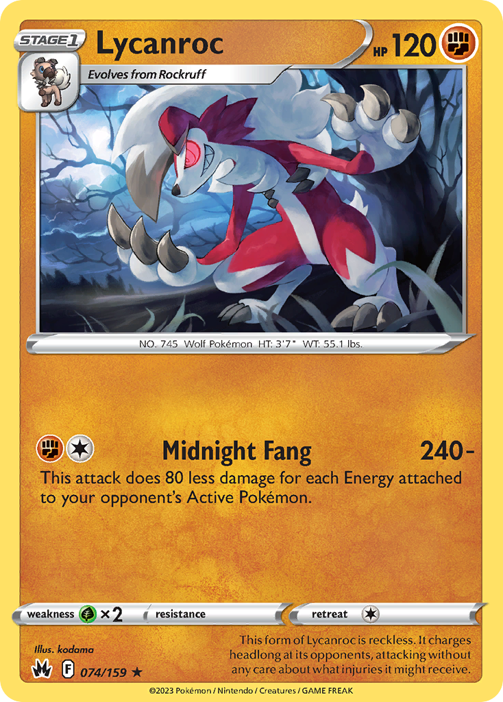 Lycanroc (74/159) - Crown Zenith Pokémon Card