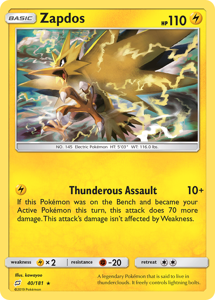 Zapdos (40/181) - Team Up Pokémon Card