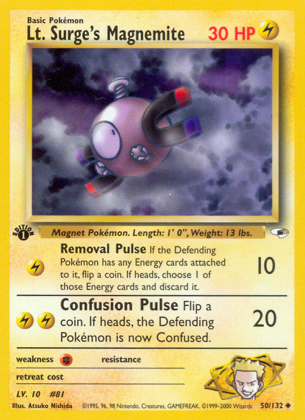 Lt. Surge's Magnemite (50/132) - Gym Heroes (1st Edition) Pokémon Card