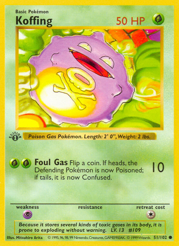 Koffing (51/102) - Base (1st Edition) Pokémon Card