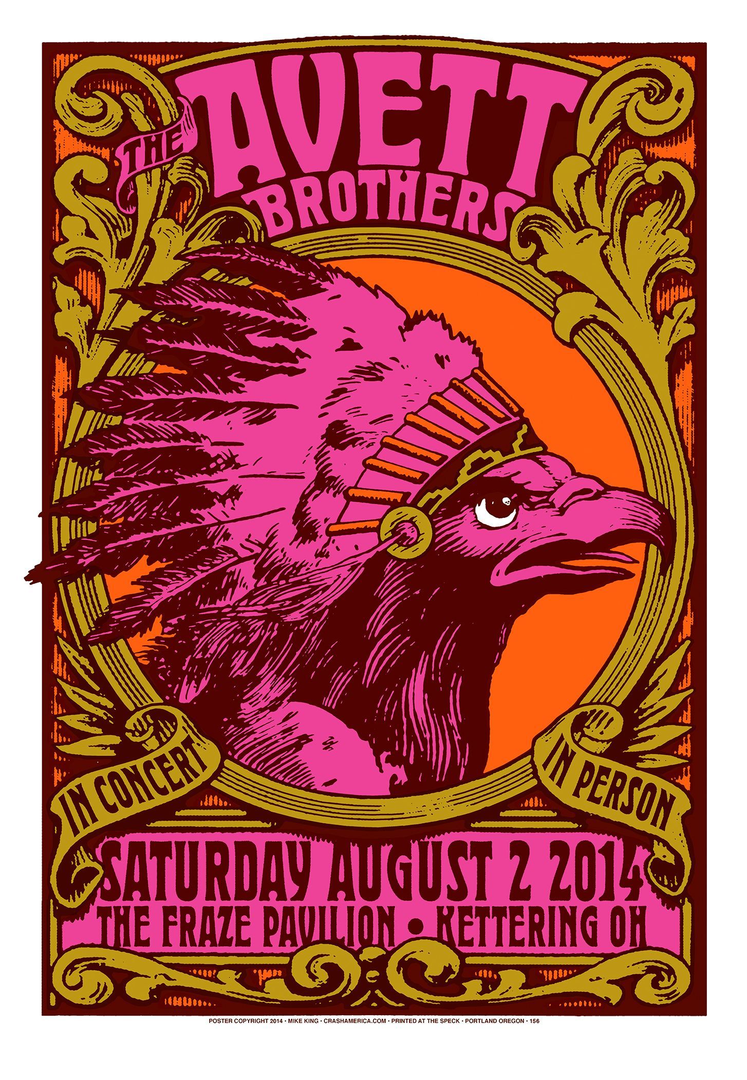 MXP-15.1 Avett Brothers 2014 Fraze Pavilion  Aug 2 Concert Poster