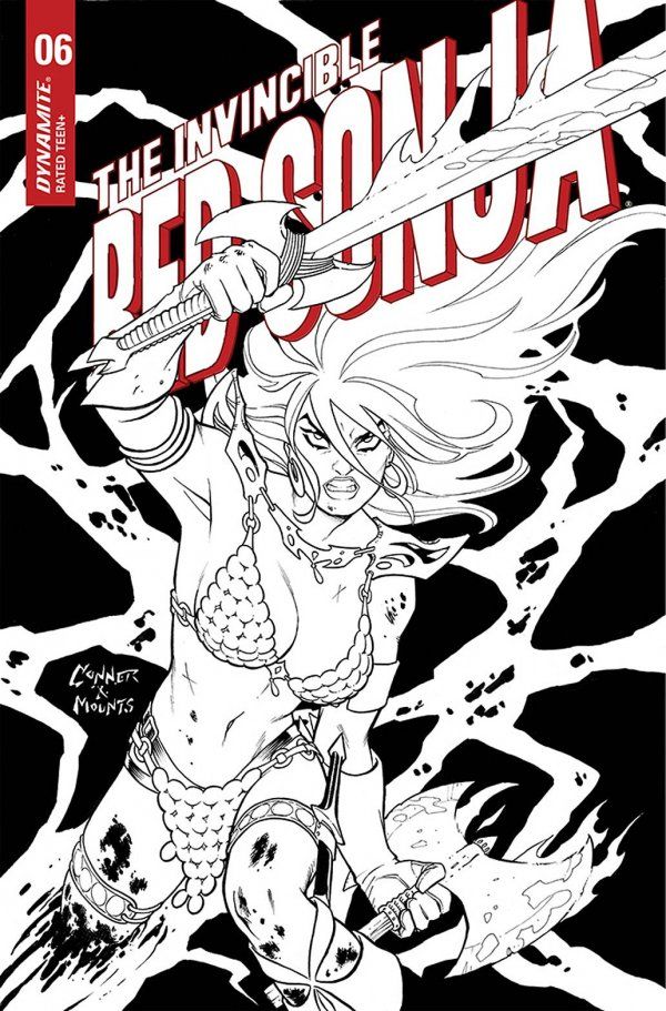 The Invincible Red Sonja #6 (Conner Black and White)