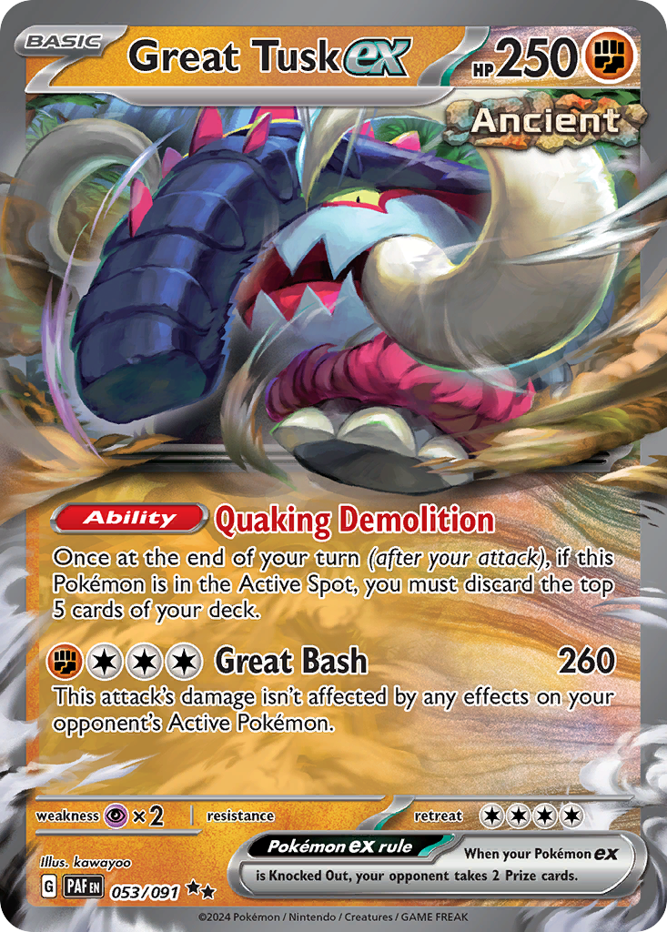 Great Tusk ex (53/91) - Paldean Fates Pokémon Card