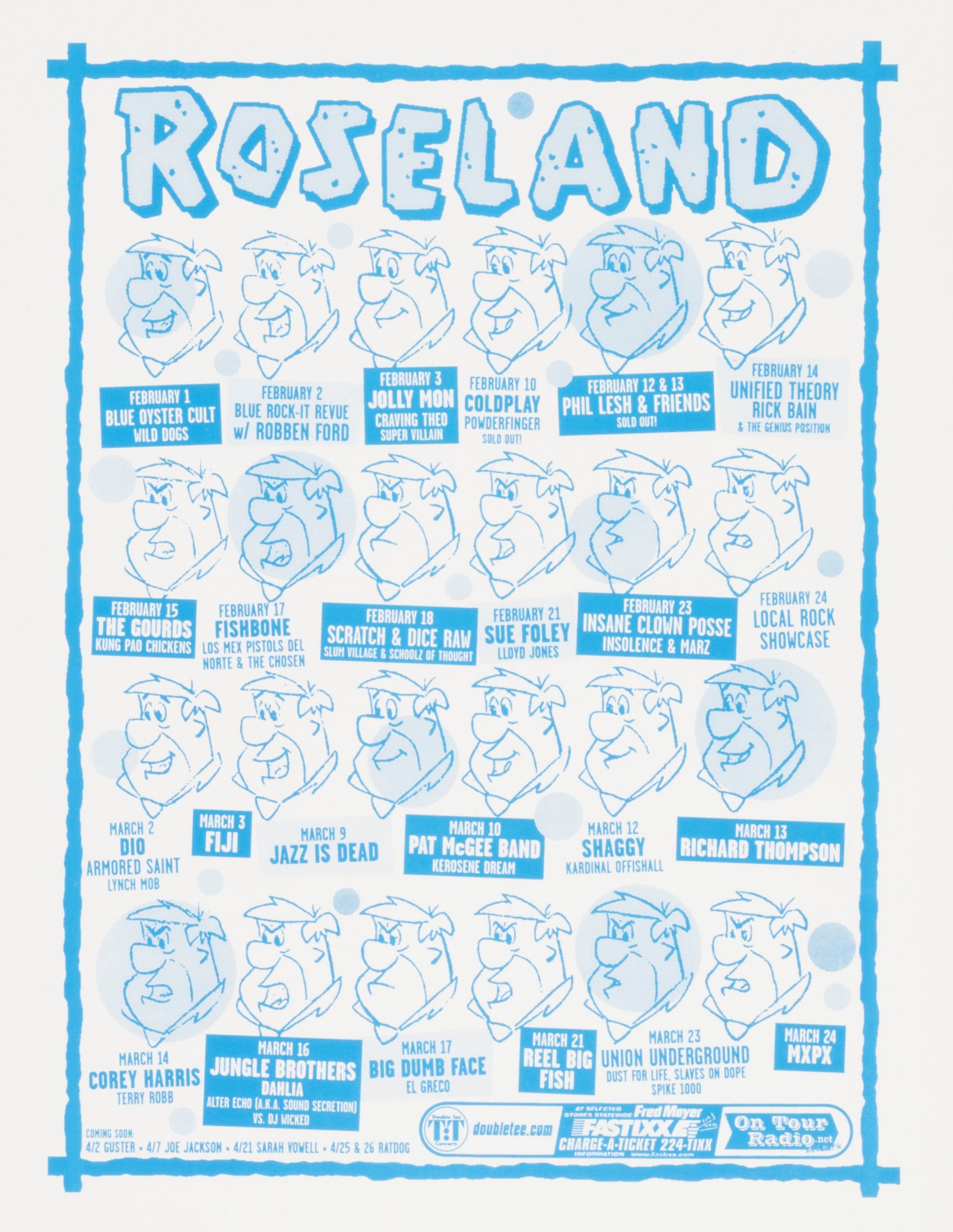 MXP-242.1 Roseland Calendar 1985 Roseland Theater  Aug 23 Concert Poster